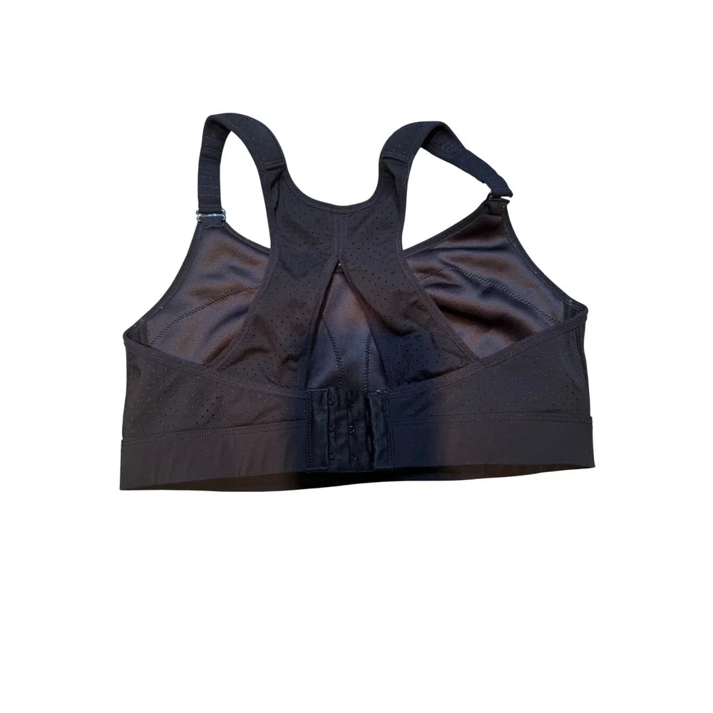 Spanx Workout to Wine Sports Bra Black Racerback High Impact 34C Laser Cut